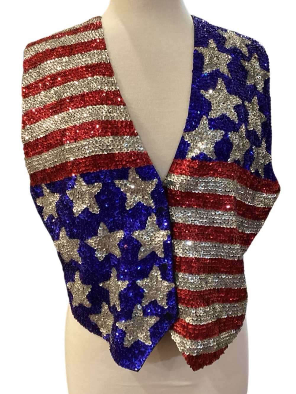 Vintage Accessory Lady sequin American flag vest patriotic size Large - Picture 3 of 11
